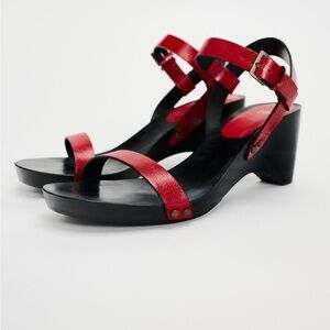 Zara wood heeled leather sandals